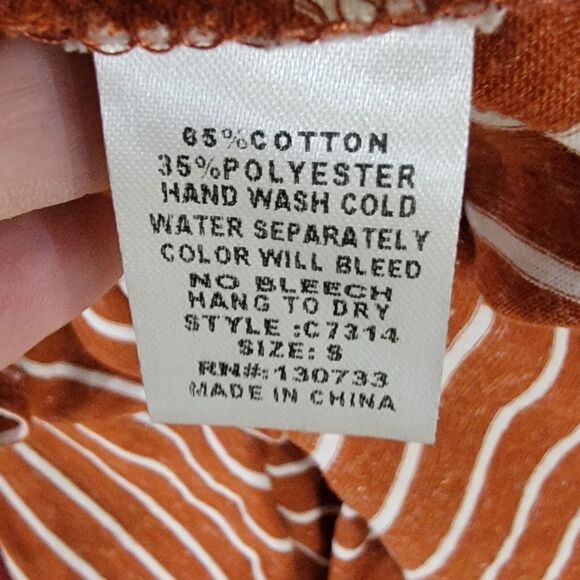 Umgee USA Small Striped Top Elbow Patches Boho Cottagecore Cozy Librarian Chic - Picture 8 of 8